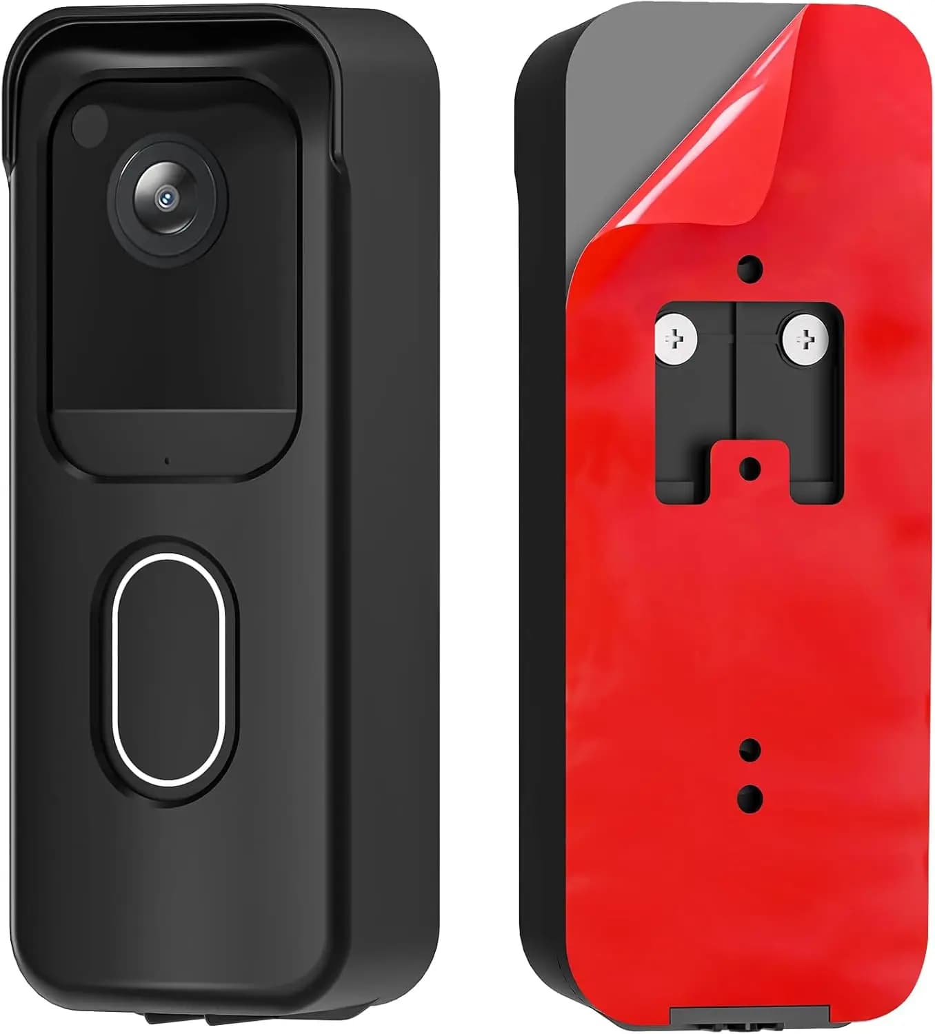 Supporto per campanello video senza foratura, staffa adesiva per sistemi di sicurezza, nero - Facile installazione