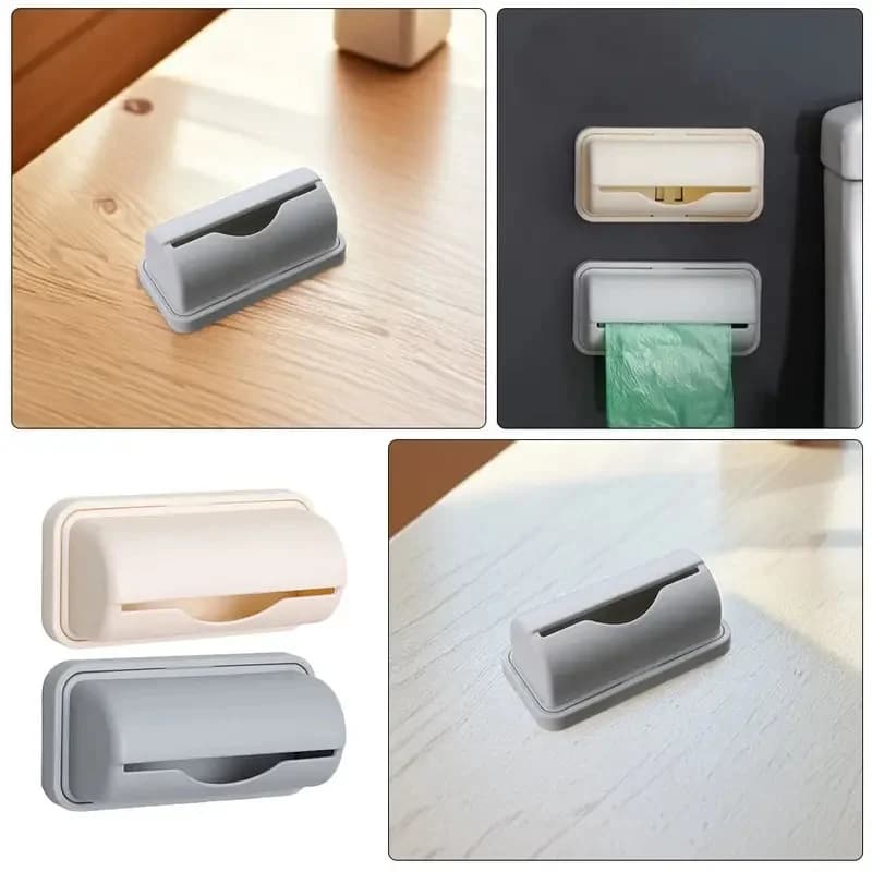 1/2/3/4Pcs Wall-Mounted Trash Bag Dispenser Kitchen Essential Bag Storage Organizer For Cabinets Shelves Bathroom Garage