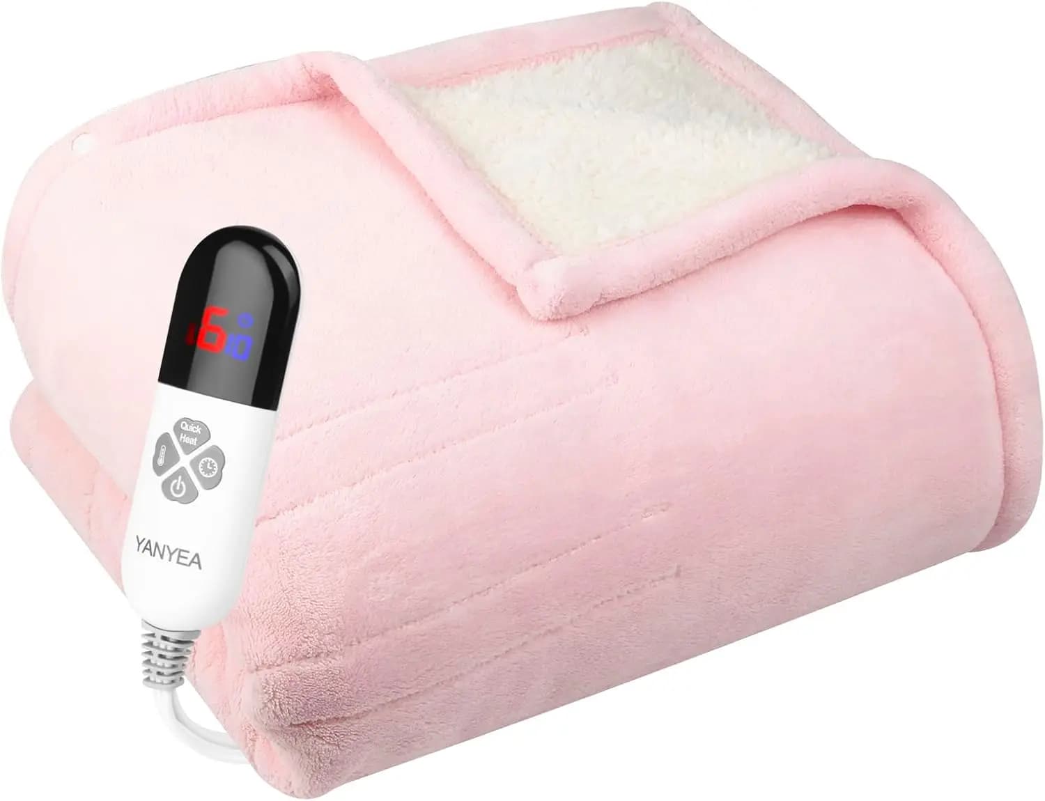 Coperta Elettrica Riscaldata Full Size 72x84 Rosa, 6 Livelli di Calore, Spegnimento Automatico, Lavabile in Lavatrice per Casa e Ufficio