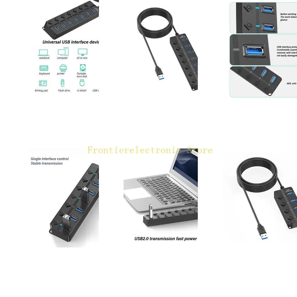 Splitter hub USB a trasferimento rapido G8DB con plug and play a 7/4 porte per laptop con disco rigido