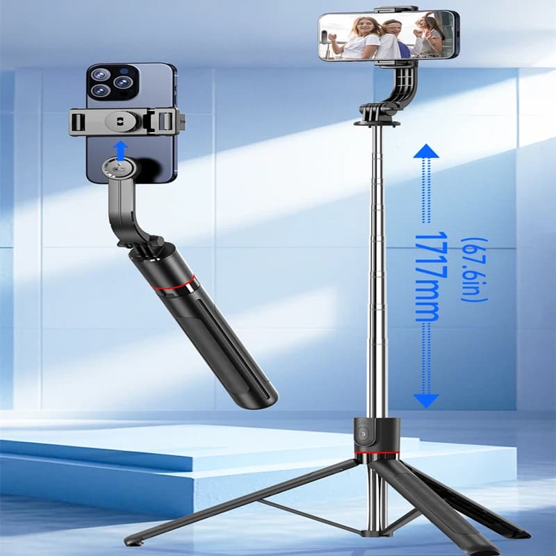 Roreta Desktop scalabile e pieghevole da 1,7 m per supporto per telefono iPhone Supporto Xiaomi Treppiede per selfie stick wireless con telecomando