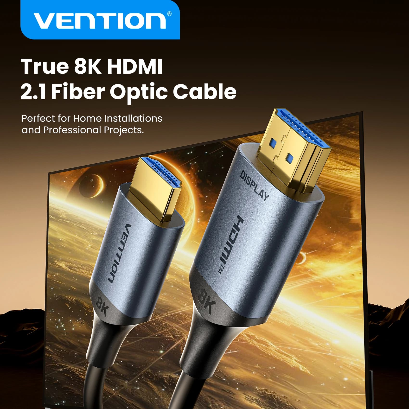 HDMI 2.1 fiber optic cable Vention 8K 4K240Hz dynamic HDR/VRR/ALLM/HDCP 2.3 compatible for Samsung LG TV Box PC PS5/4 HDMI cable