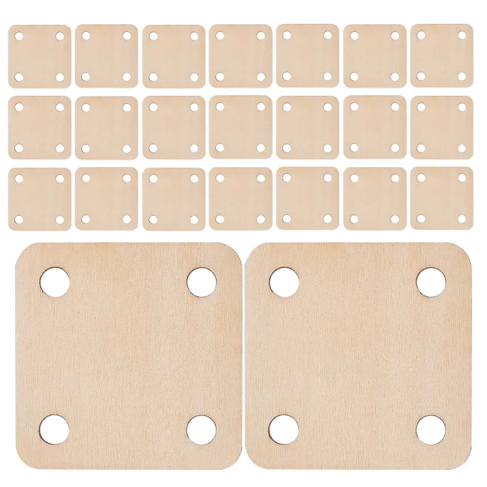 36Pcs Weaving Loom 4 Hole Wooden Blank Squares Easy Quick Handcraft Board for DIY Home Decor Card Making Supplies