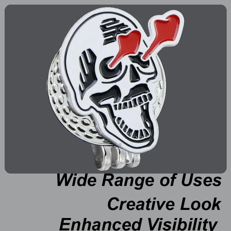 Indicatore di palla Indicatore di pallina da golf in metallo con clip per cappello Piccola clip creativa per cappello Accessori da golf scheletro per donna Uomo Sport