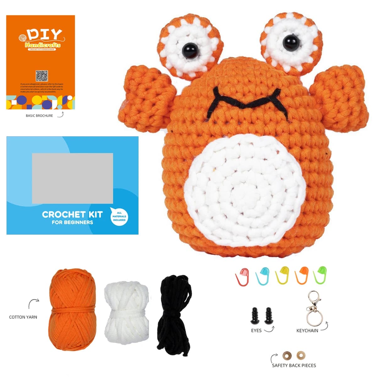 Kit di Materiali per Uncinetto con Motivi di Piante e Animali, Set per Principianti con Ganci, Regalo Fai-da-Te, Bambola Lavorata a Maglia con Pattern in Inglese
