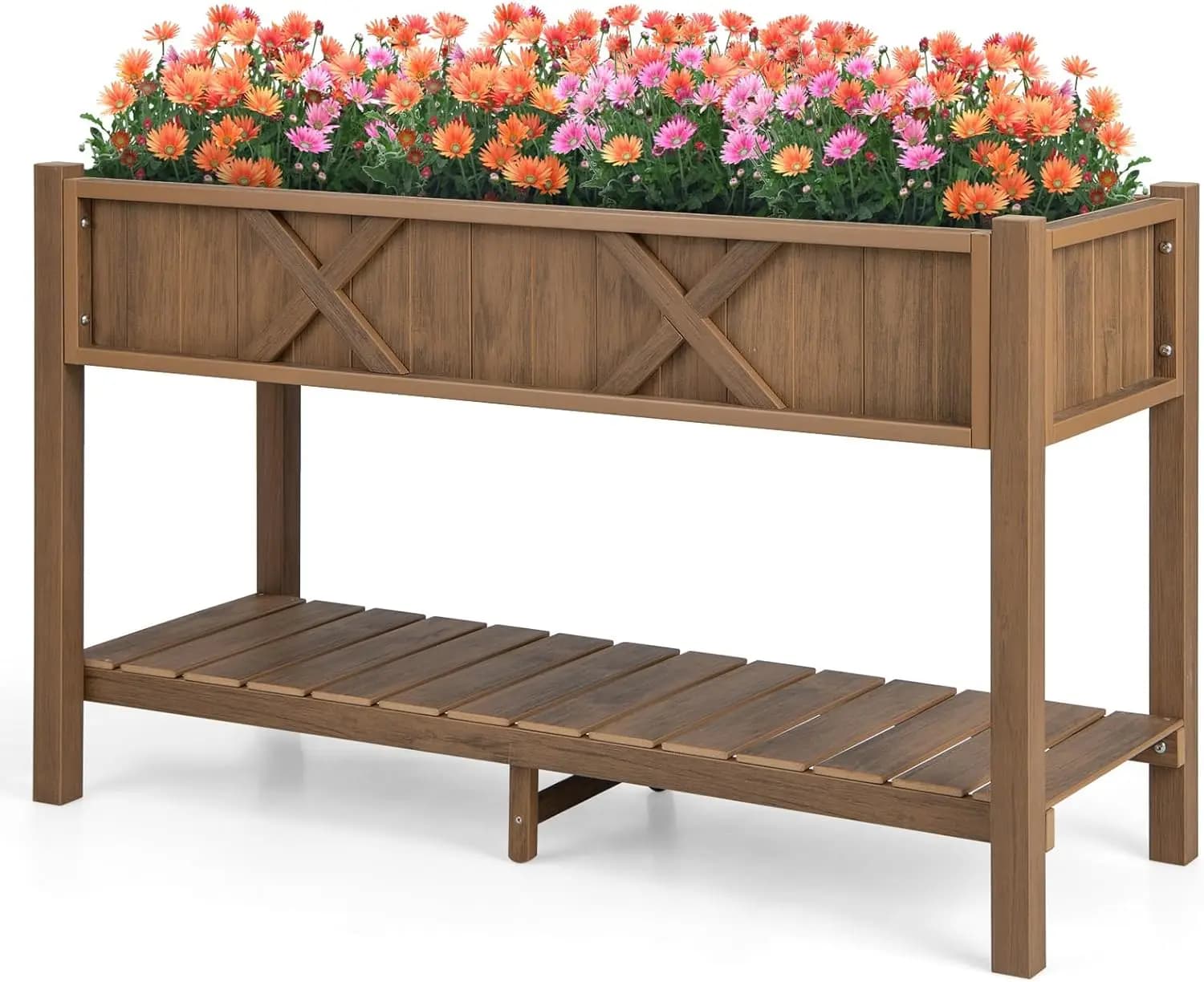 HIPS raised planter, raised garden vase with legs, storage shelf, drainage holes, weather resistant raised flowers