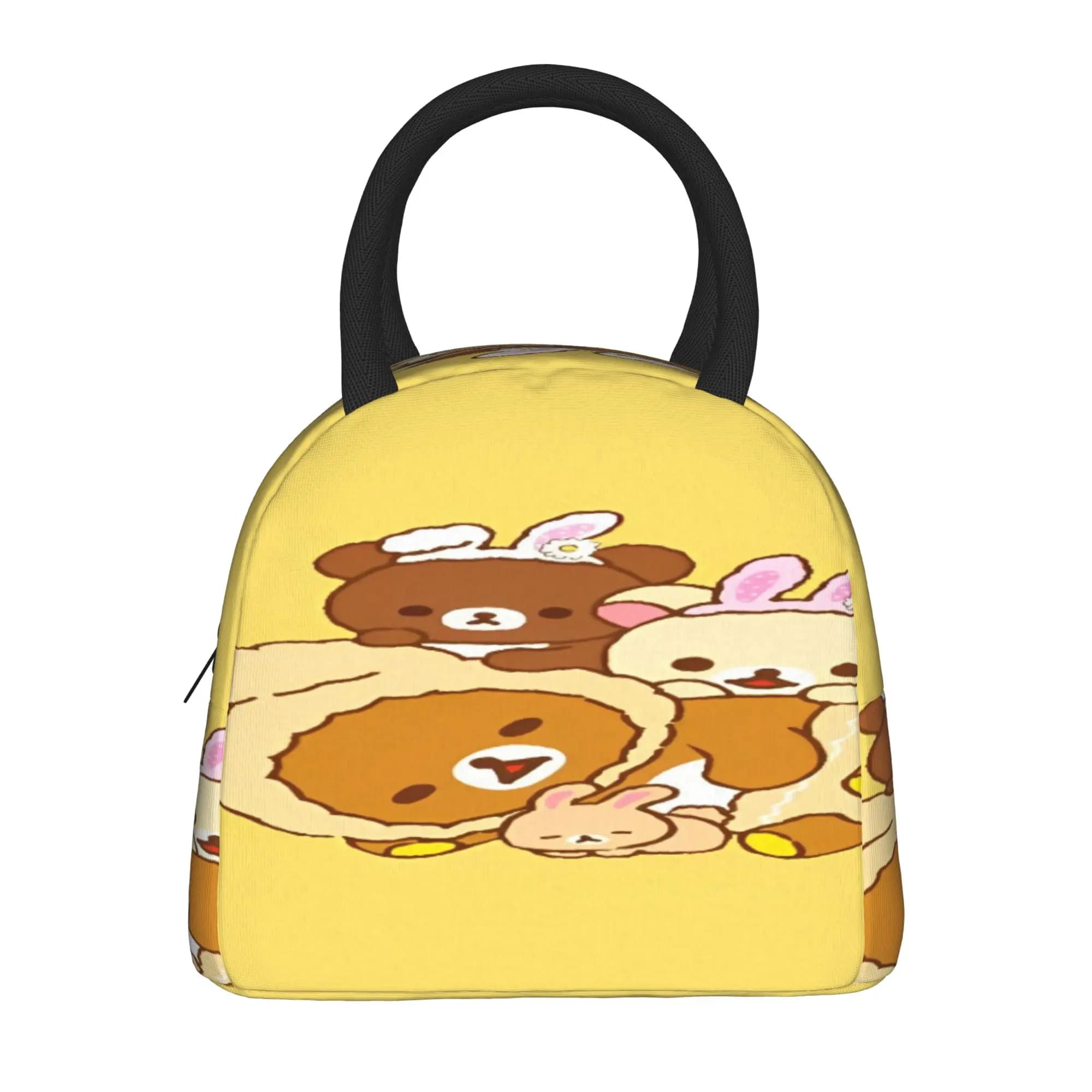 Rilakkuma Lunch Bag For Men Custom Lunch Box Kawaii Office Cooler Bag Portable Zipper Waterproof Thermal Tote Handbags