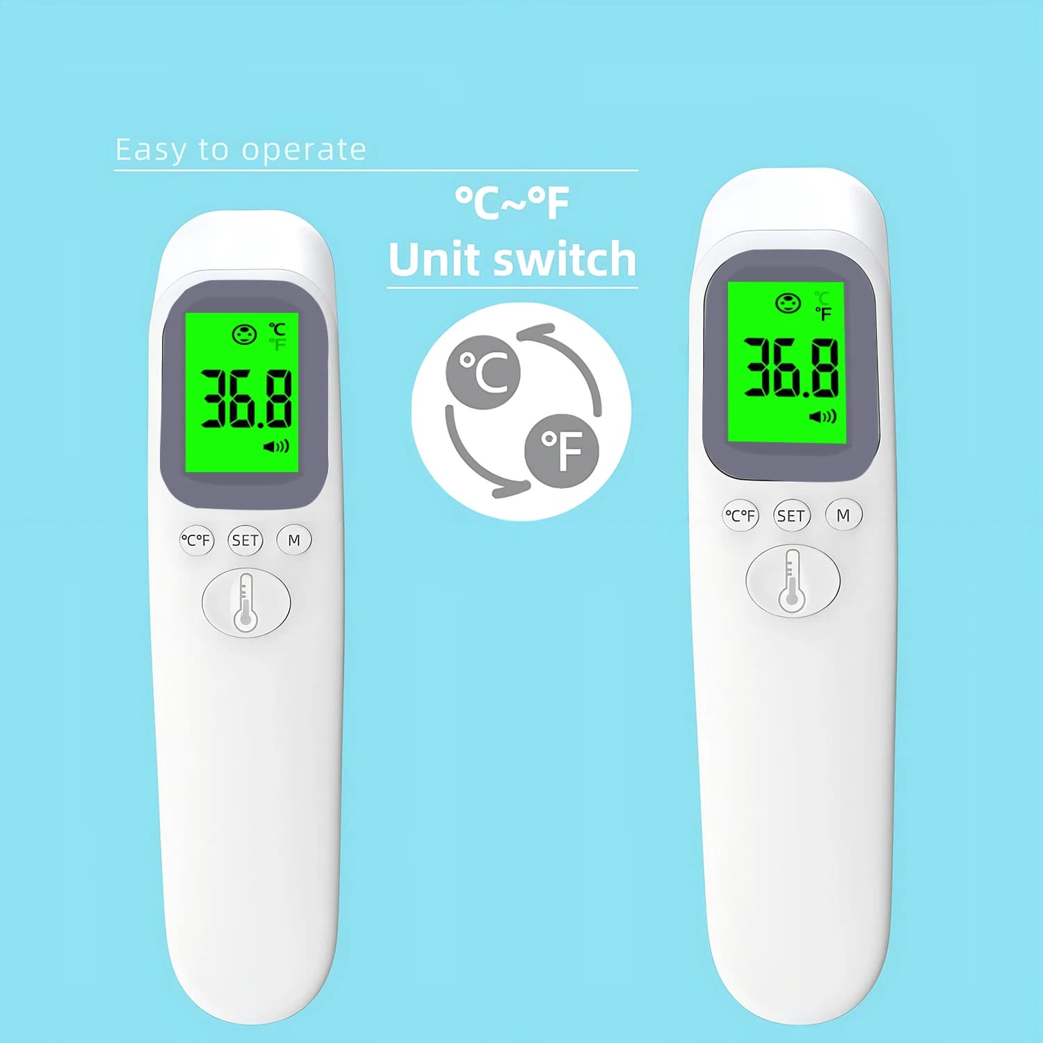 Digital infrared thermometer on the front Contactless thermometer Medical thermometer Instrument for measuring child temperature fever for adults