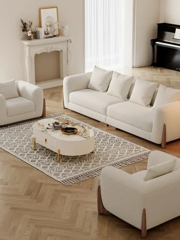 Divano Letto Vintage Nordico XXL con Gambe in Legno, Poltrona di Design Lussuosa e Moderna per Soggiorno
