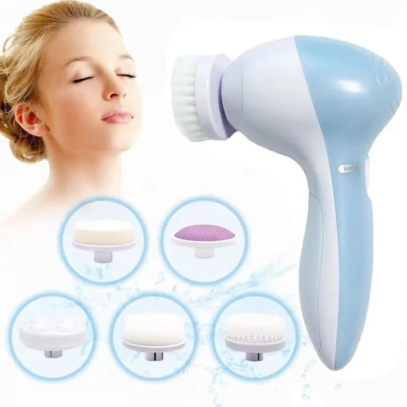 Electric brush 5 in 1 for facial cleaning, skin cleaning machine, massage, black dot removal, facial cleaning tools.