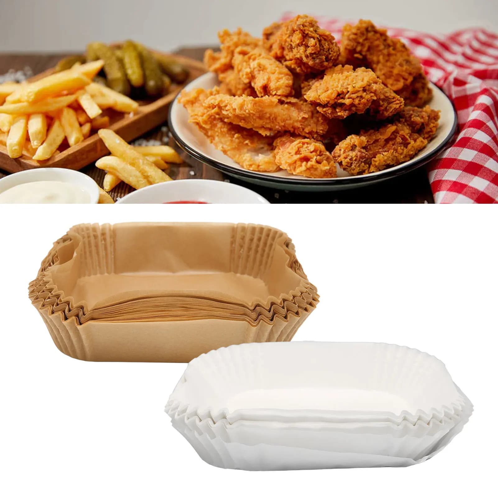100Pcs Fryer Disposable Non Stick Paper Liner Oil Proof Waterproof Fryer Oil Paper For Microwave Frying Pan Fryer Liners