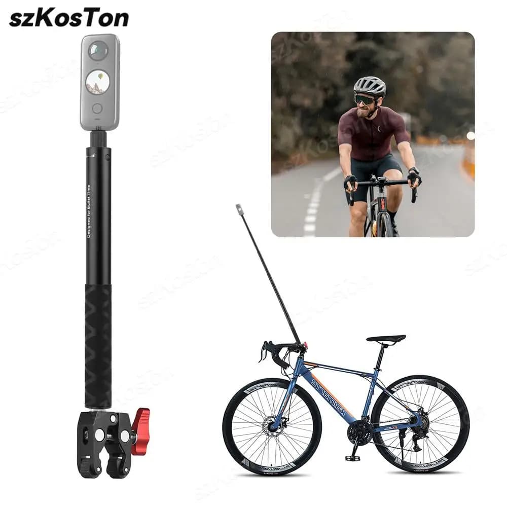 Moto bici invisibile Selfie Stick monopiede staffa di montaggio manubrio per GoPro 12 11 10 9 Insta360 RS X2 X3 accessori per fotocamere