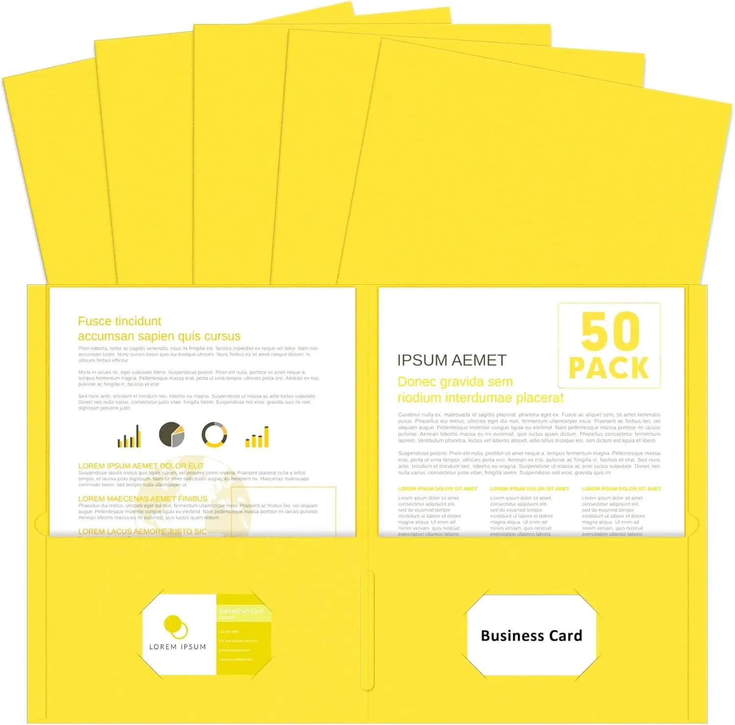 Cartelle a due tasche, confezione da 50 cartelle formato lettera per scuola, ufficio, casa, azienda, gialle