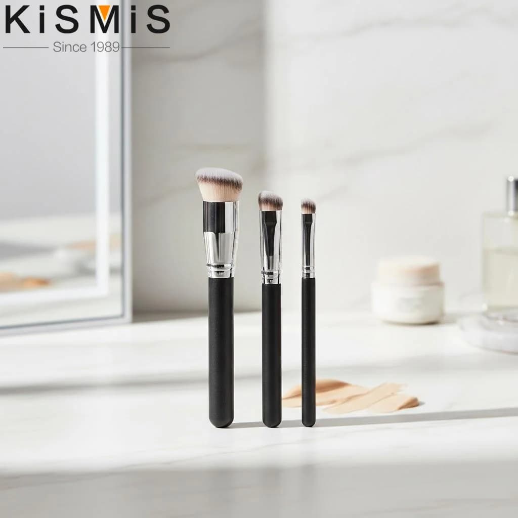 Pennello Nero per Trucco, Grande Pennello per Fondotinta in Crema, Strumento per il Trucco del Viso con Setole Sintetiche per un'Applicazione Impeccabile