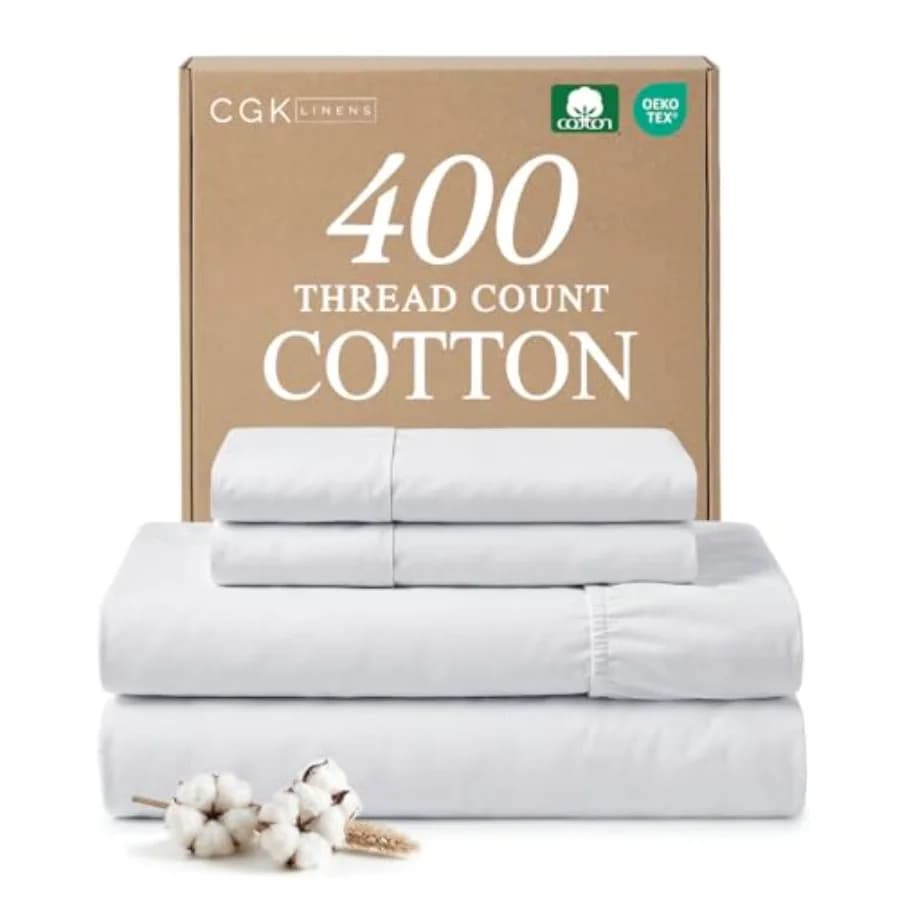 Set di Lenzuola - 100% Cotone - Set da Letto in Cotone 4 Pezzi con Tasche Profonde fino a 16 Pollici - Ultra Morbido, Traspirante e Rinfrescante