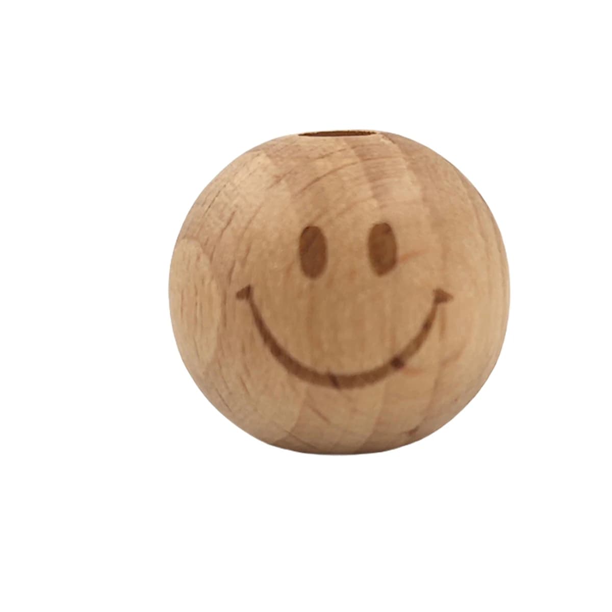 50 pz 20mm Legno di Faggio a forma di volto sorridente Perline Rotonde Massaggiagengive Legno Perline Sparse Palla Creazione di Gioielli Collana Bracciale Artigianale