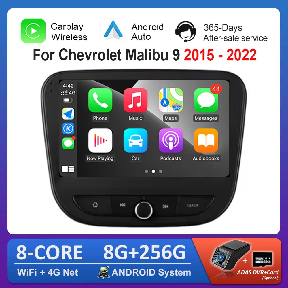 Sistema Android 16 Carplay per Chevrolet Malibu 9 2015 - 2022 Navigatore GPS Lettore Multimediale per Auto WiFi 4G DSP Stereo Schermo HD