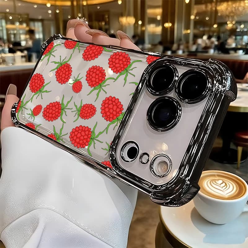 Custodia per telefono con motivo a frutta per iPhone 17 Air, cover antiurto placcata per iPhone 17E 16E 16 17 Pro Max 15 Plus, in silicone trasparente