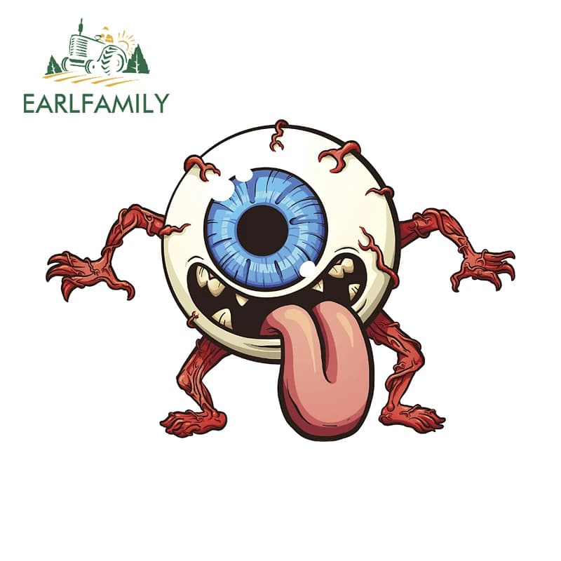 EARLFAMILY Funny Carton Bulbo Ocular Stickers For Auto Creative Fishing Equipment Box Bags Decalcomanie FAI FROM TE PVC Car Styling Custom Print