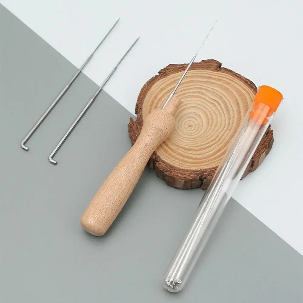Set di Aghi per Infeltrimento Creativo, 3 Misure, Aghi per Infeltrimento Fai-da-Te, Strumenti Professionali per Infeltrimento della Lana con Manico in Legno