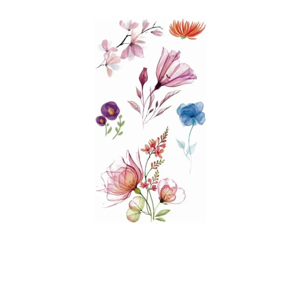 Disposable Watercolor Cherry Blossom Tattoo Sticker Anti Sweat Waterproof Temporary Tattoo Sticker Small Fresh Coloured Drawing