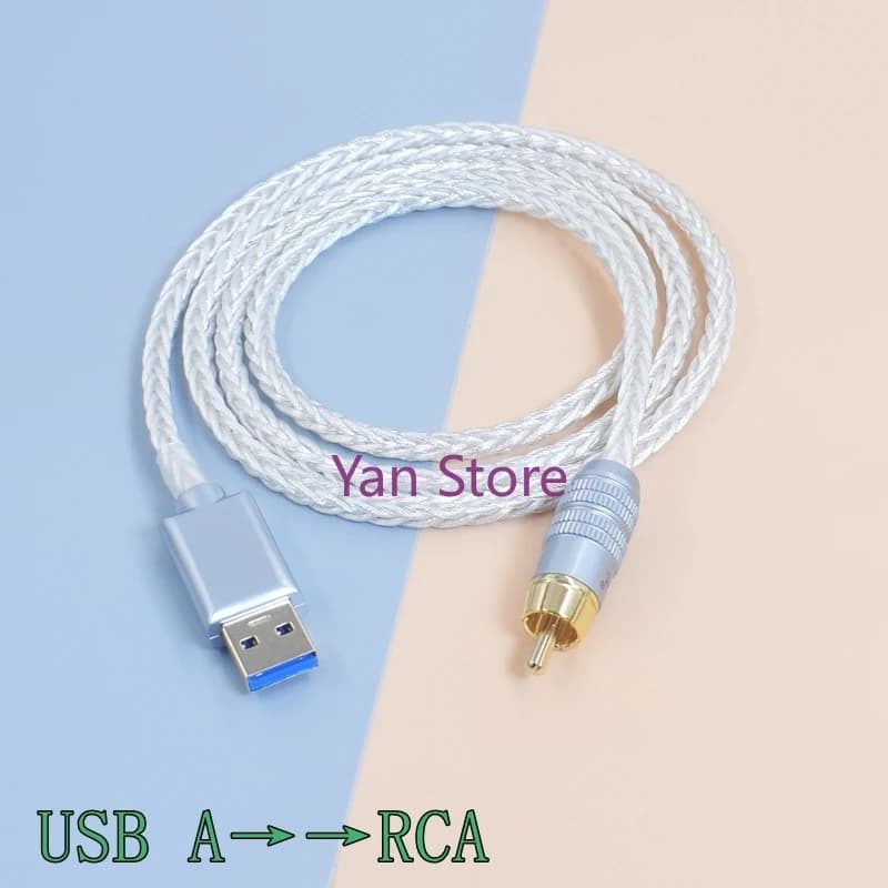 7N Single Crystal Copper Silver Plated Type-C USB A to RCA Mobile Phone Computer Audio Decoder DAC DSP Amplifier Coaxial Cable