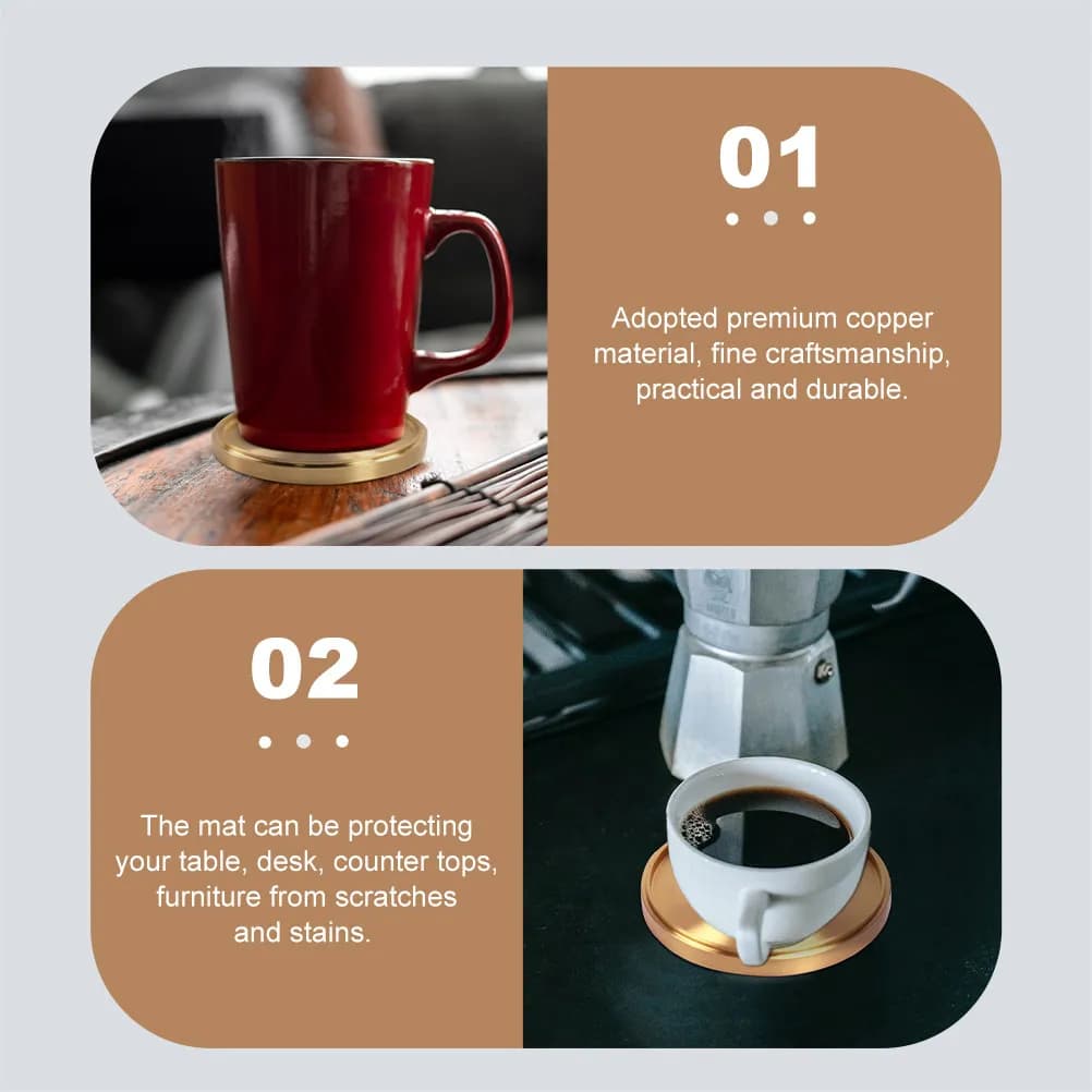 Premium Copper Cup Coaster Set Heat Resistant Scratch Proof Table Protector for Coffee Mug Beer Glass Goblet Desktop Home Decor