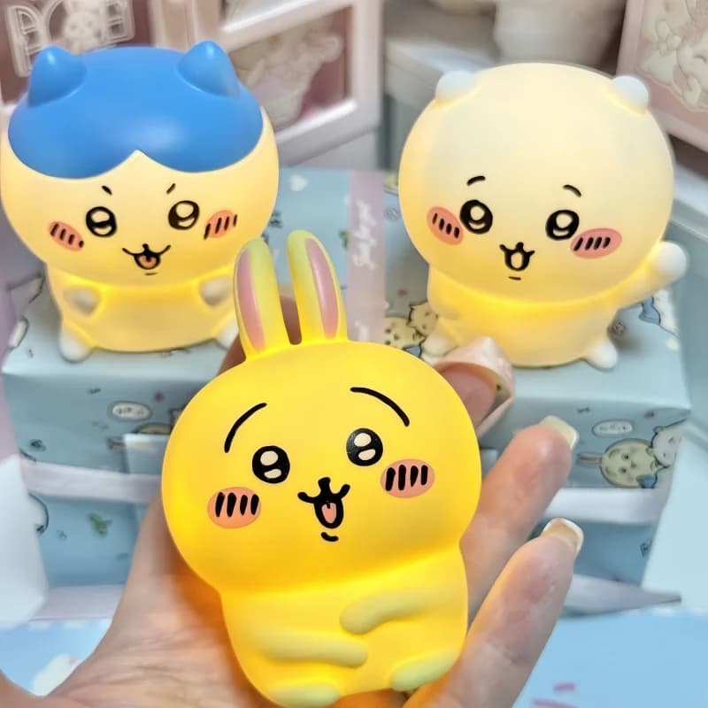 Kawaii Chiikawa Night Light Cartoon Ornaments Glowing Toy Hachiware Usagi Model Night Light Bedroom Ornaments Christmas Gift