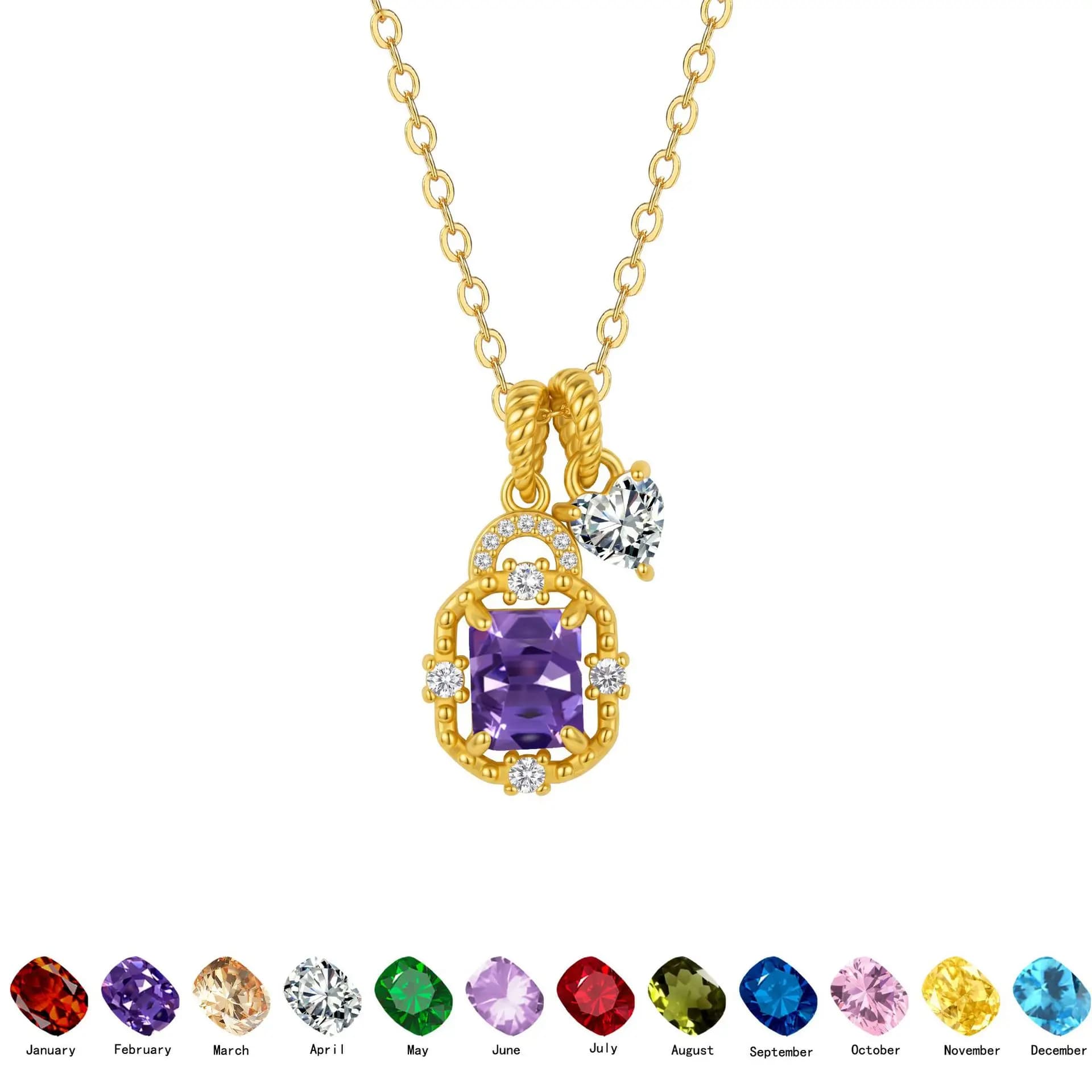 Gold Red Crystal Lock Pendant Necklace for Women Heart CZ Dainty Clavicle Chain Trendy Fashion Jewelry Gift 2026