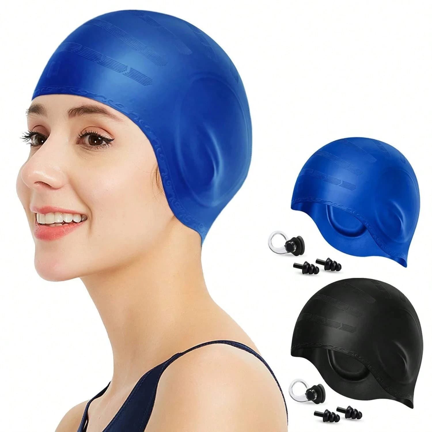 Printed Silicone Nuoto Headphone Anti-slip Resistant and Waterproof with Adult Ear Protection with Long Hair