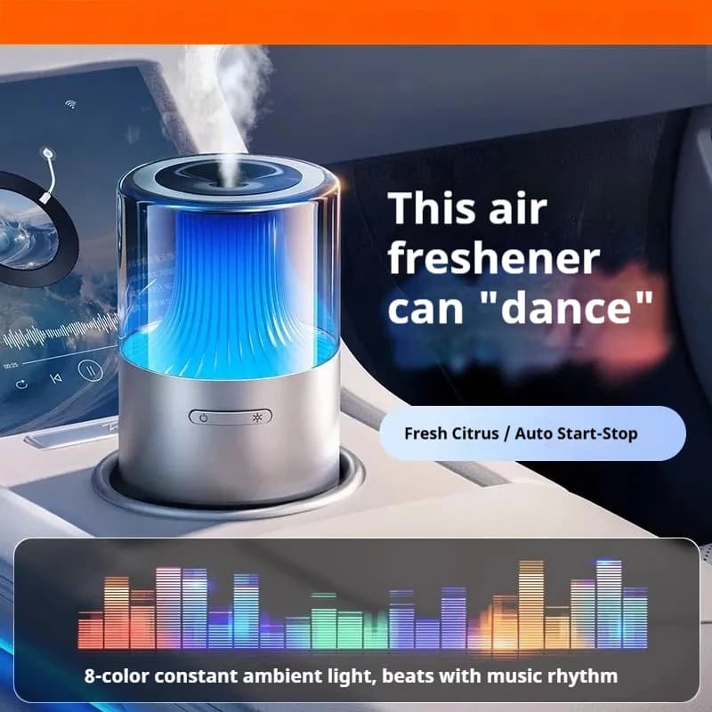 Deodorante per Auto Intelligente con Luce Ambientale, Diffusore di Aromi Sincronizzato con la Musica, Atomizzazione Micronica per Rimozione Formaldeide, per Interni Auto