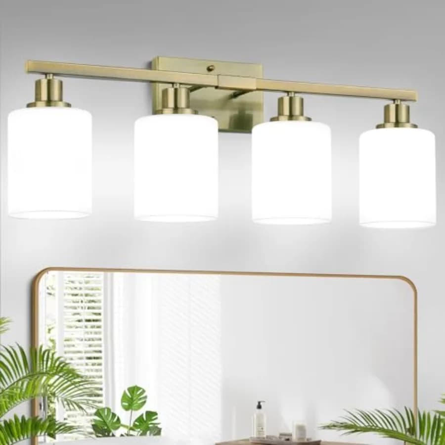 Lampada da Bagno con Paralumi Bianchi Lattei, Illuminazione per Specchio, Applique Moderna da Parete per Bagno