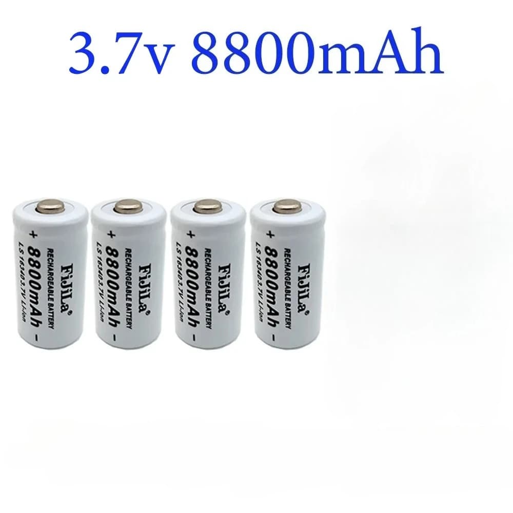 100% New original 16340 Battery CR123A 16340 Battery 8800mAh 3.7V Li-ion Rechargeable Battery+16340 Charger