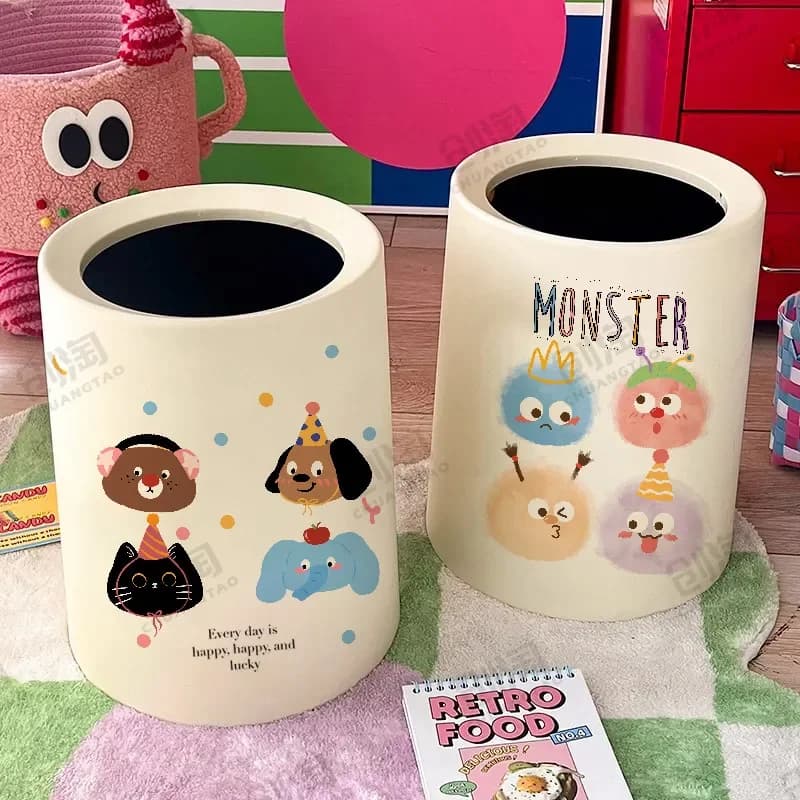 Modern Retro Style Trash Can with Lid Double Bucket High Value for Home Toilet Bedroom Kitchen Bathroom
