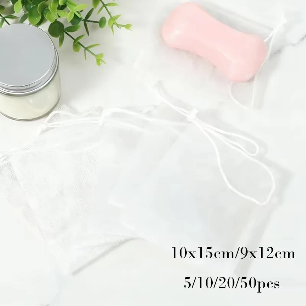 5/10/20/50pcs Sapone Schiuma Net Bag Coulisse Maglia per Detergente Viso Lavaggio Del Corpo Doccia Bagno Prodotti Per La Pulizia