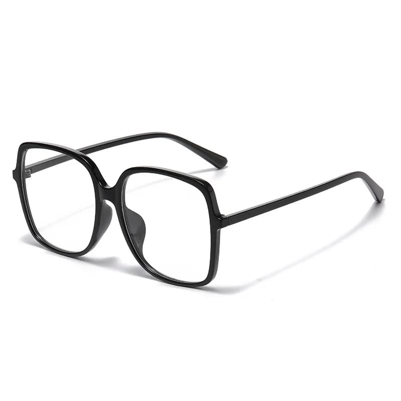 Fashion Women Big Square Black Frame Anti Blue Light Glasses TR90 Lightweight Clear Lens Eyeglasses, Makeup Decor Spectacles Soft Nose Pad for Office Computer Study Daily Street Eyewear