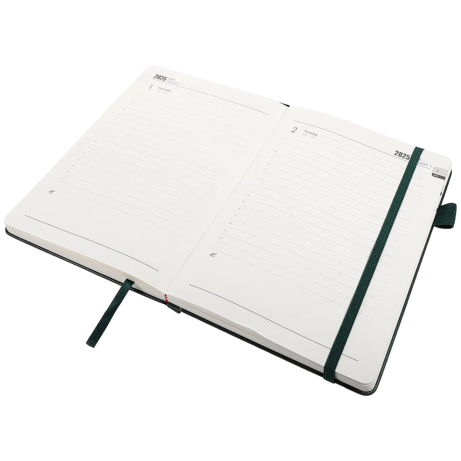 Agenda giornaliera a fogli piatti con copertina in PU resistente all'usura e pagine in carta liscia, taccuino portatile per la pianificazione quotidiana