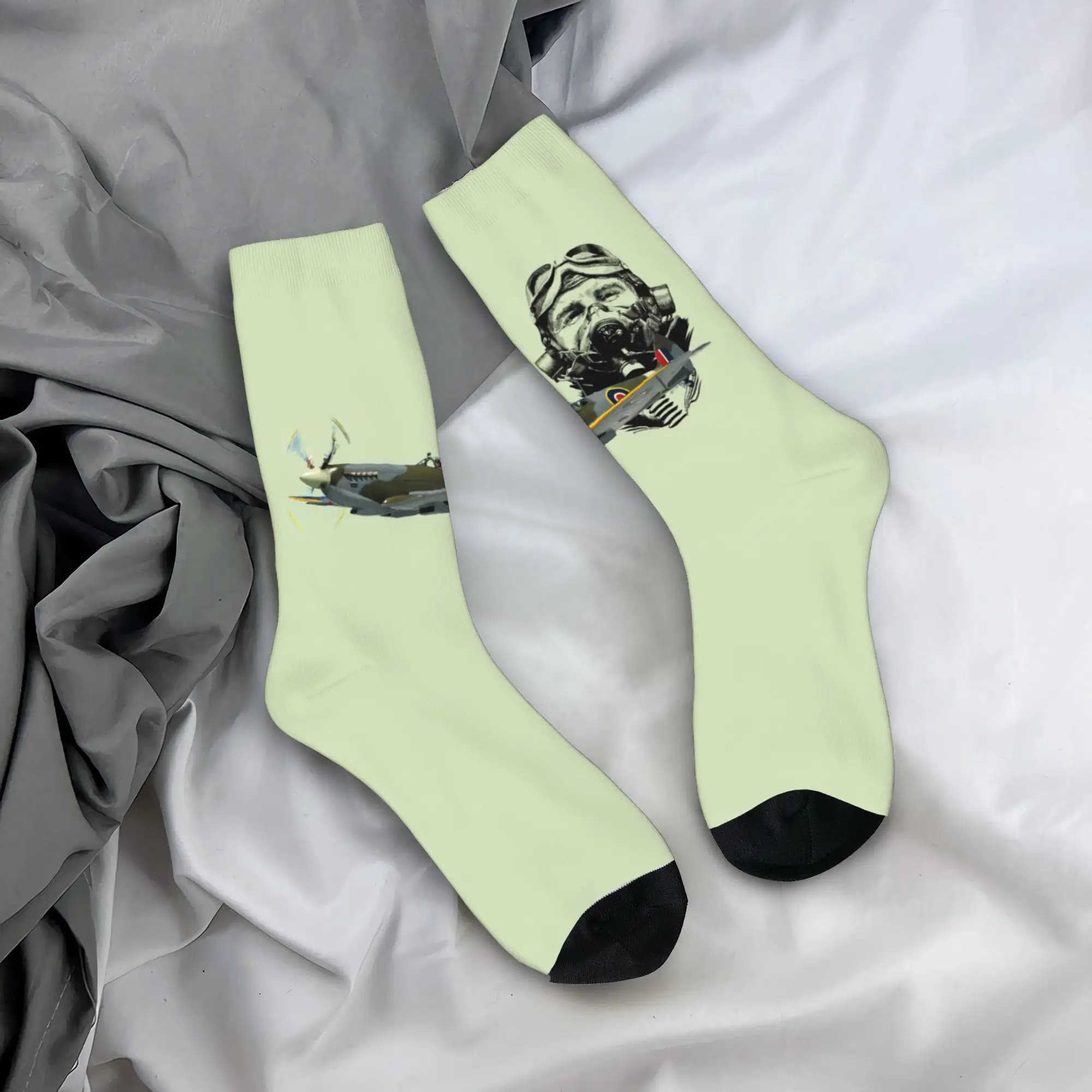 Calzini da uomo personalizzati Pilot Spitfire, calzini unisex con motivo aereo da combattimento, calzini eleganti per primavera, estate, autunno e inverno