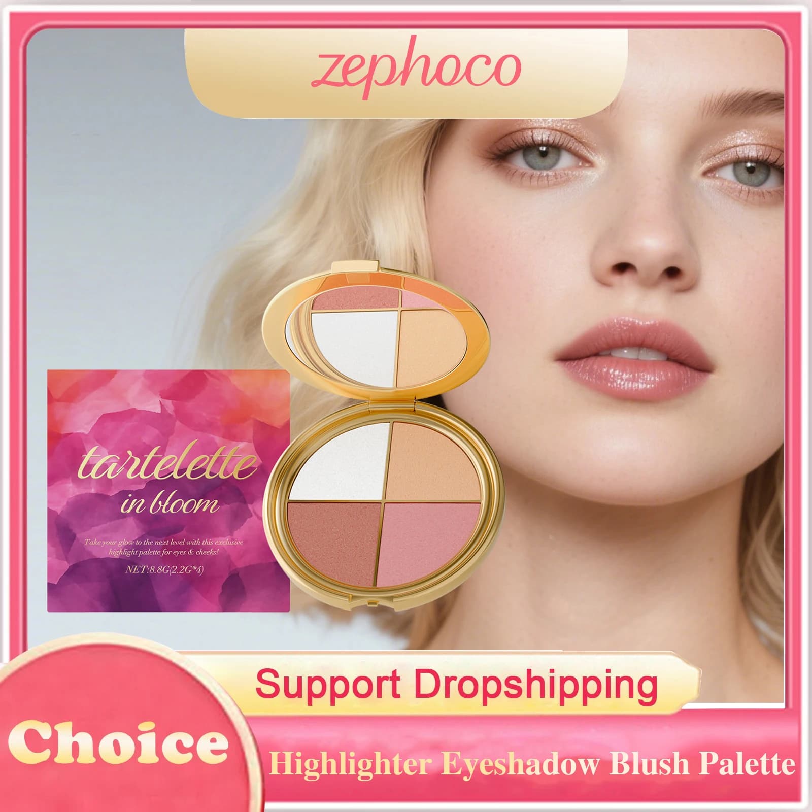Multifunctional Palettes for Illuminant, Umbrella and Blush, Highlight Make-up with Fine Texture in Powder, Bright Natural Effect