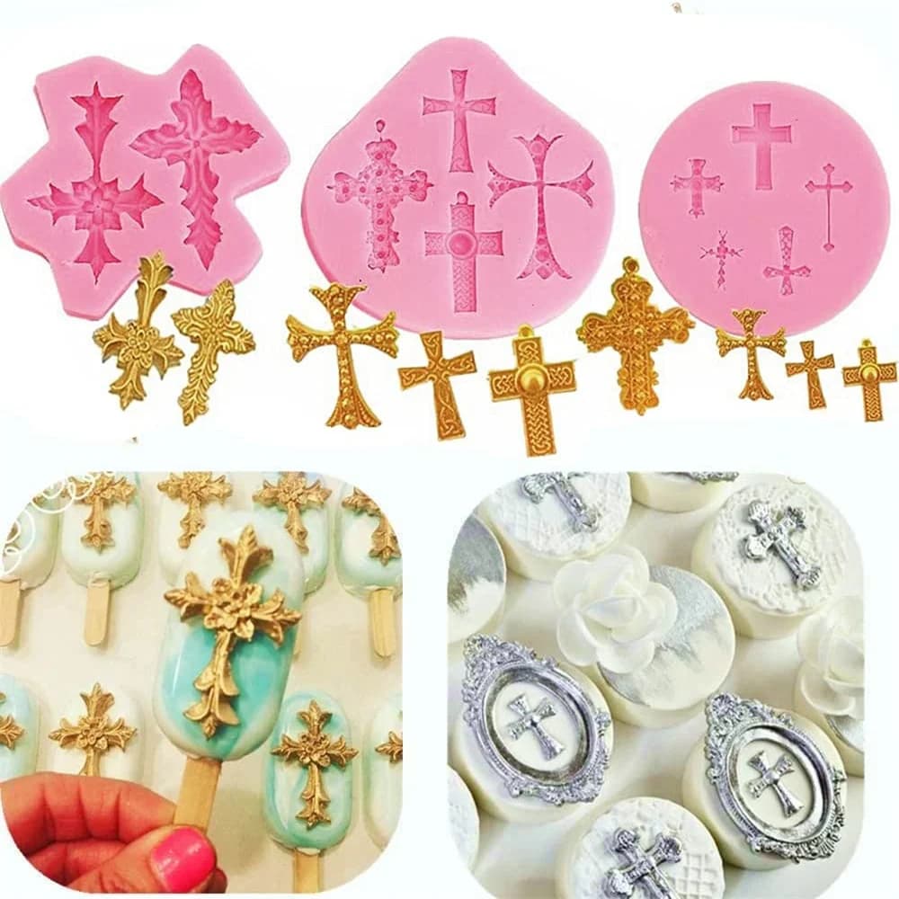 1PC Stampo in silicone per Halloween Croce Stampi per fondente al cioccolato Stampo in argilla polimerica Strumenti per decorare torte Accessori da cucina Festa