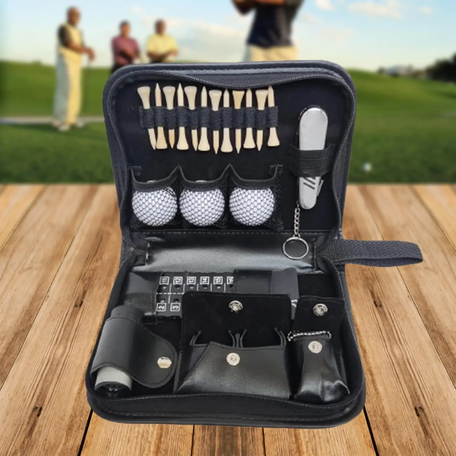 Portable Golf Bag Organizer PU Leather Zipper Closure Accessory Storage Case for Golf Club Practice