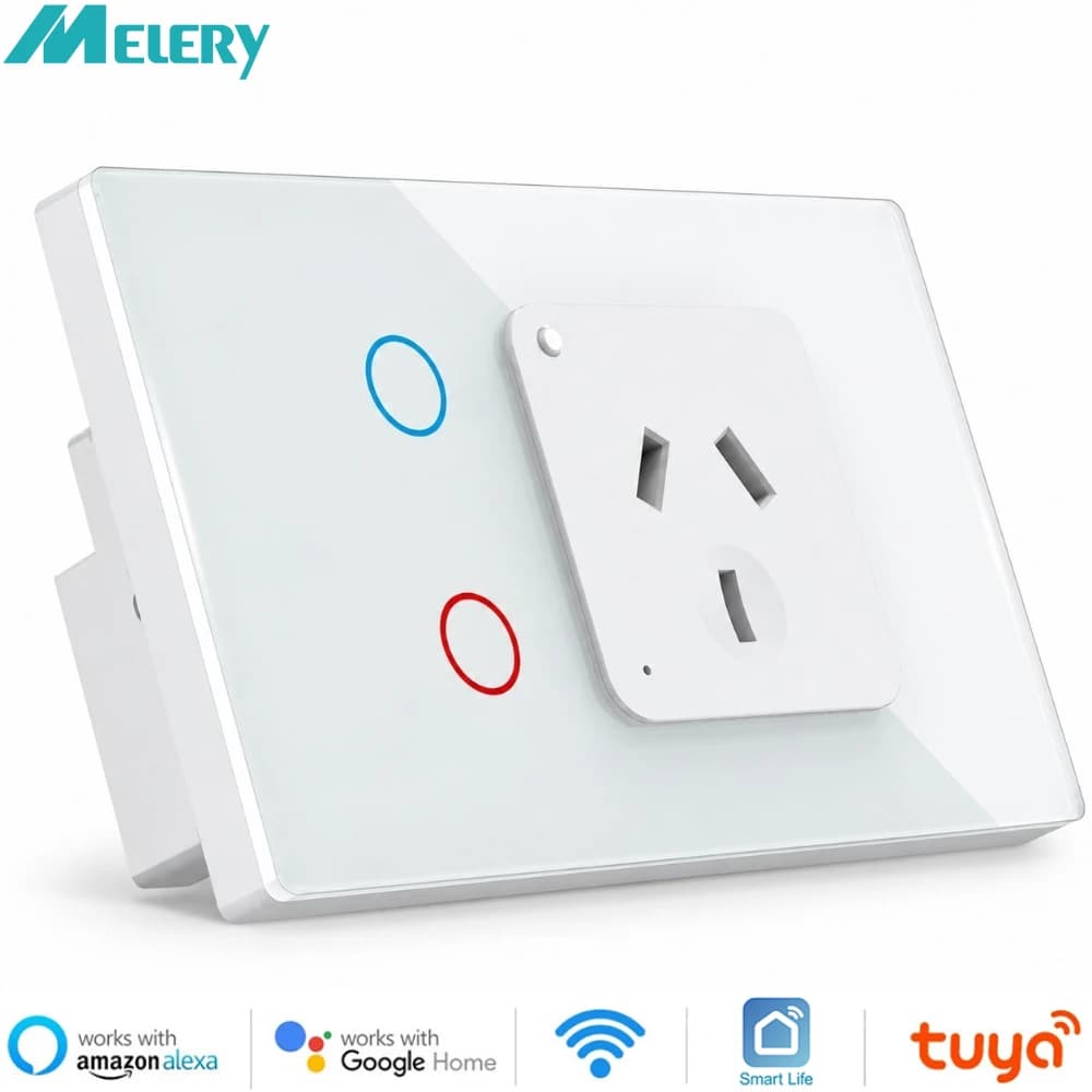 Melery Smart Wall Socket Light Switch WiFi Power Plug Outlet Touch Sensor Voice Remote by Alexa Google Home Argentina Australia