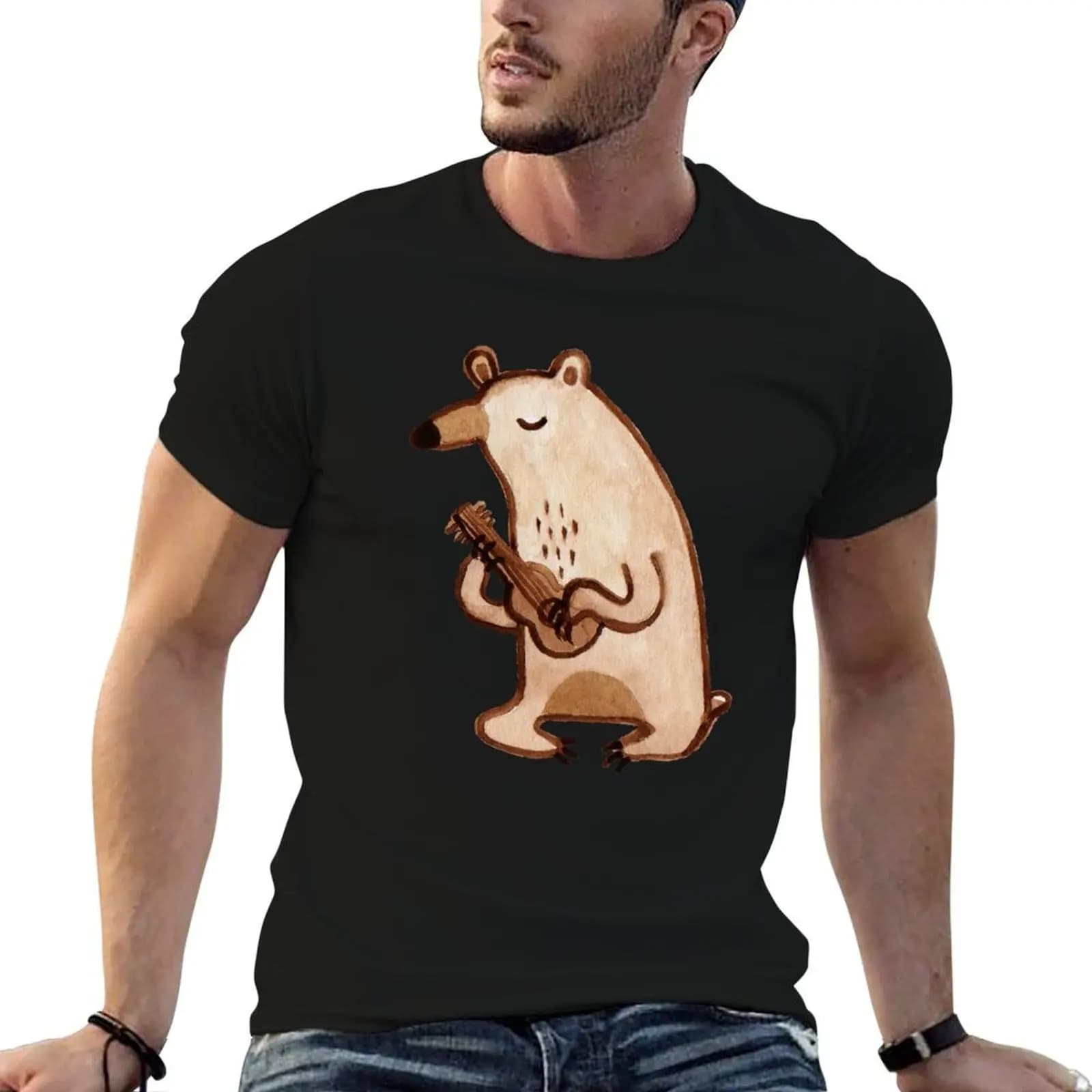 Ukulele Bear T-Shirt anime t shirts for man man t shirt heavy cotton t shirt for man T-shirt