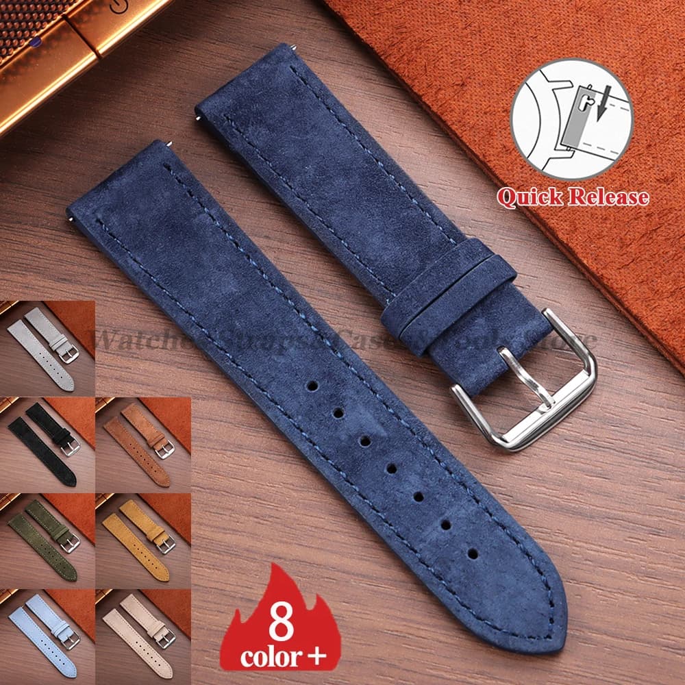 Cinturino per orologio in pelle scamosciata vintage cinturino in pelle 18mm 19mm 20mm 22mm braccialetto universale per uomo donna cinturino a sgancio rapido