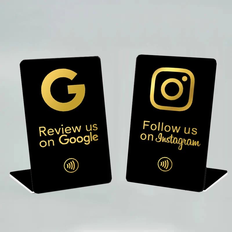 Espositore da tavolo per esposizione con supporto per revisione NFC Tap Supporto per schede NFC per revisione Google