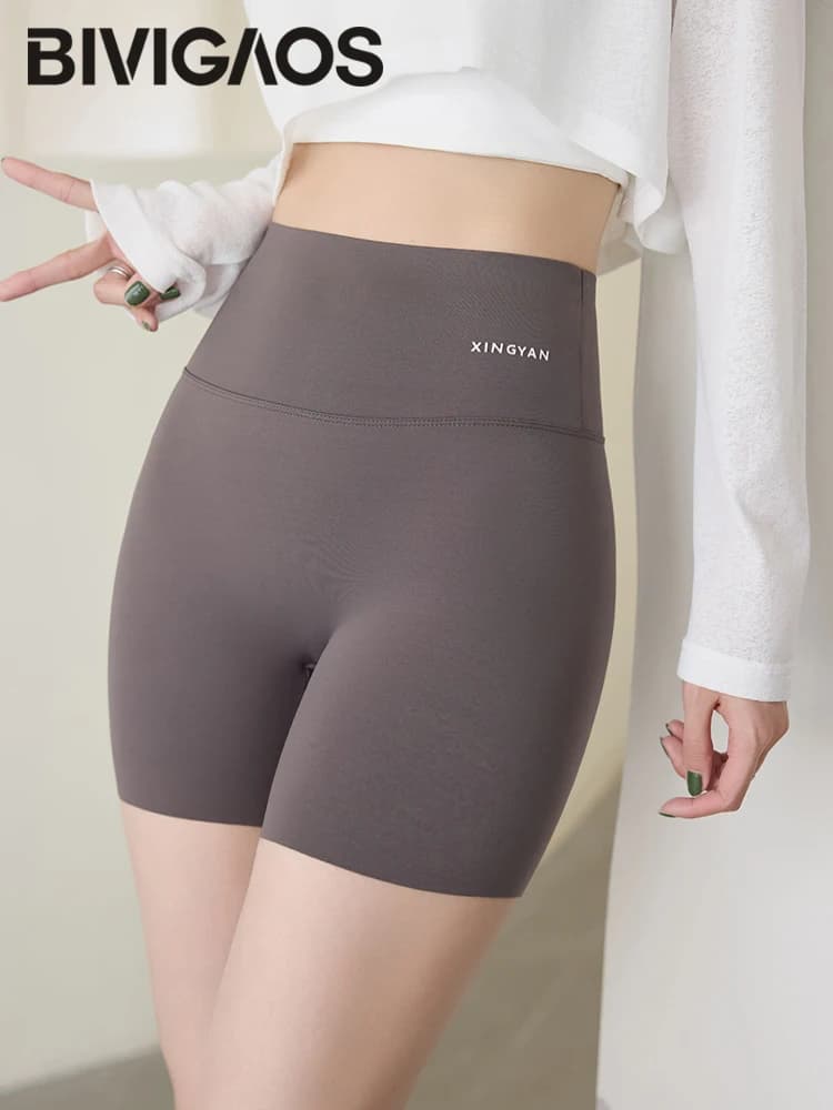 BIVIGAOS Summer New Thin Sharkskin Mini Shorts Women Nude Feeling Safety Shorts Seamless Ankle Shorts High Elasticity Sports Cycling Shorts