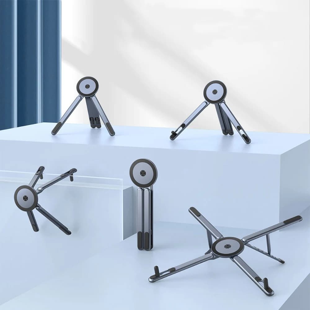 Magnetic Ipad Holder Foldable Tripod Stand 360° Rotation Aluminum Alloy Multi-functional Desktop Bracket For Phone Tablet Laptop