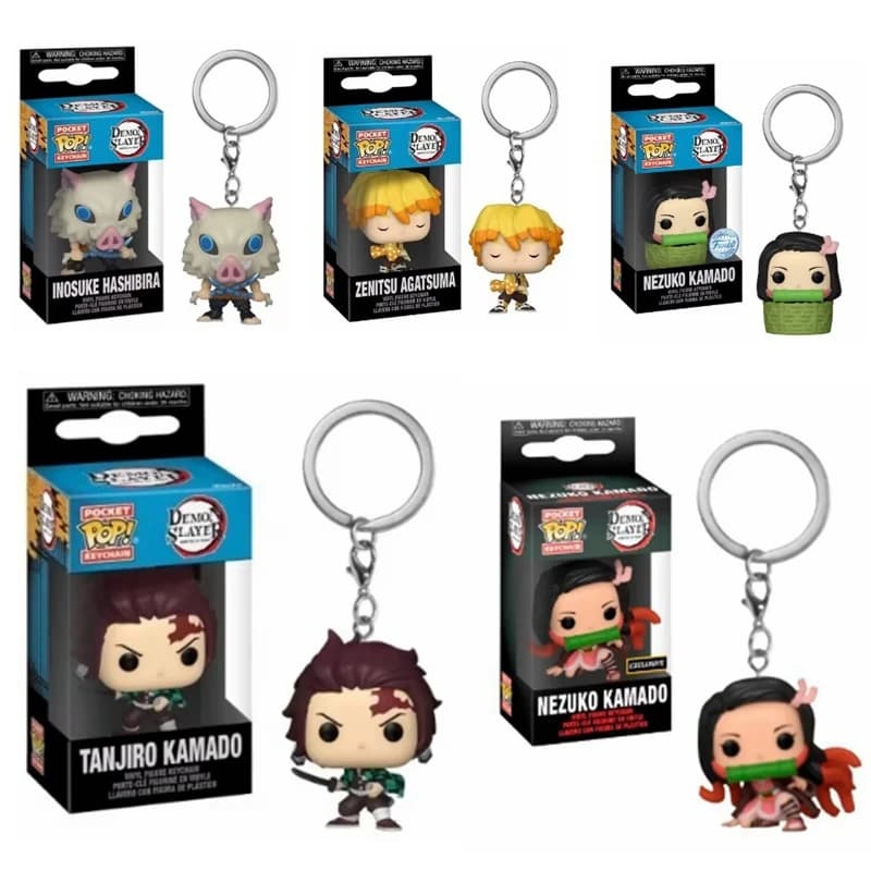 FUNKO POP Demon Slayer Nezuko Kamado Zenistu Agatsuma Tanjiro Inosuke Hashibira Pocket Pop Portachiavi Collezione Modello Bambola Giocattolo