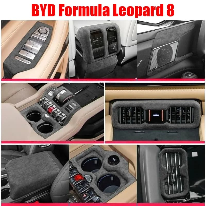 TOP SUEDE Overlays Internal finishings for BYD Formula Leopard 8 door panel, central control change mat, left and right air vents