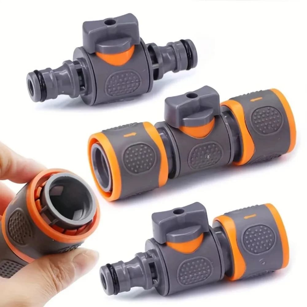Raccordo di estensione del accoppiatore a innesto rapido per tubo flessibile con valvola a sfera da 3 pezzi da 16 mm per riparazione di arresto dell'acqua del tubo di irrigazione da giardino